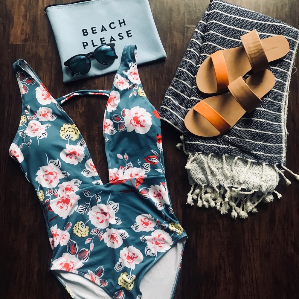 Floral one piece swimsuit. Never Worn.